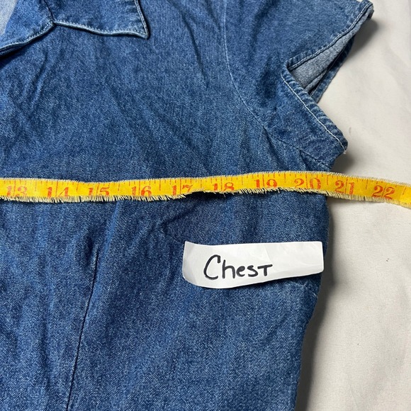 Robbie Bee Denim Jean Dress Size 14 Midi Shirt Dress Rhinestone Buttons Collared - Picture 7 of 13